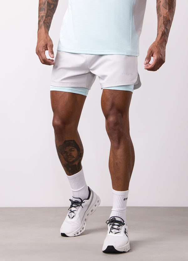 gym king Progress 2-In-1 Short Light Grey/Ice Blue