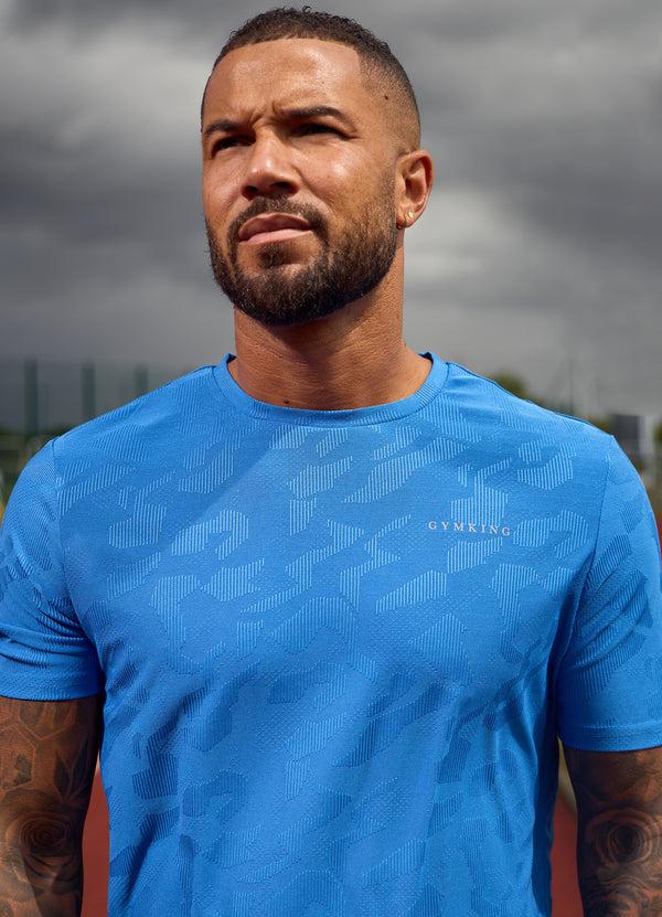 Gym King Progress Texture Tee Electric Blue