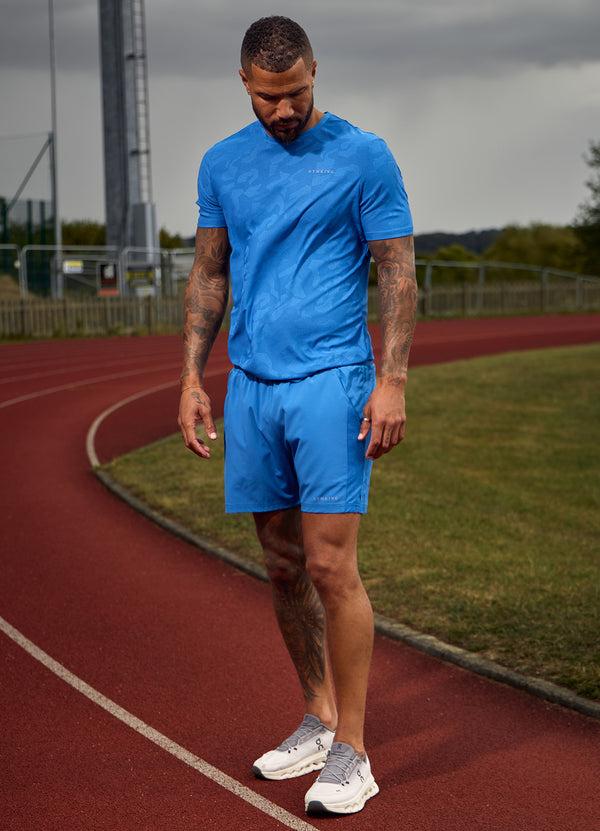 Gym King Progress Texture Tee Electric Blue