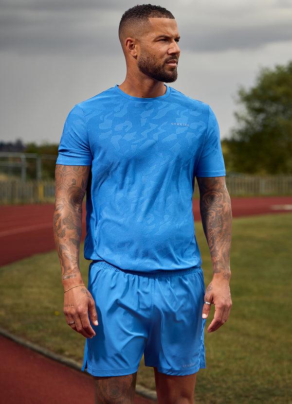 gym king Progress Texture Tee Electric Blue