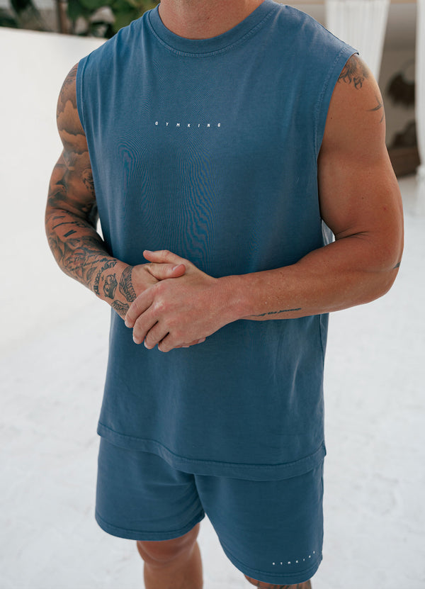 Gym King Purpose Washed Vest Deep Indigo