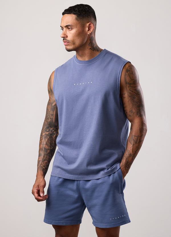 Gym King Purpose Washed Vest Deep Indigo