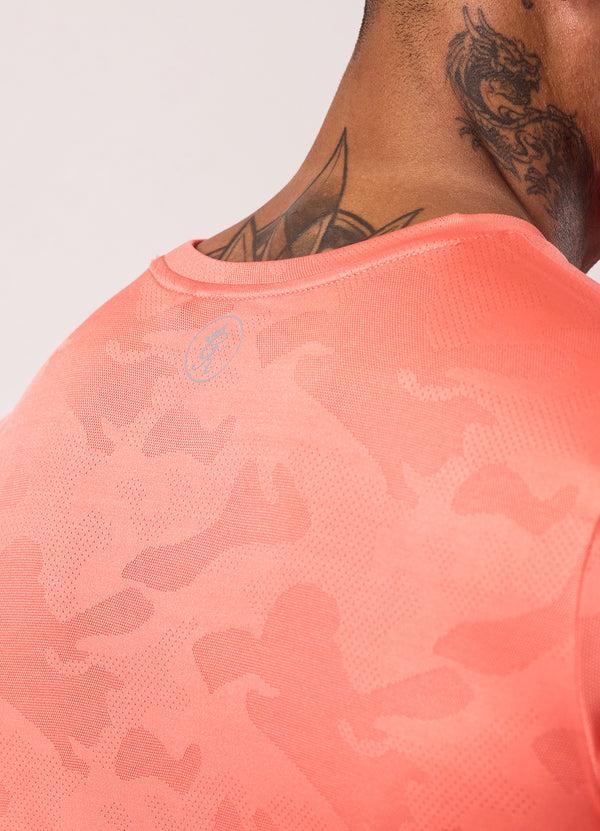 Gym King Relentless Camo Tee Coral Punch