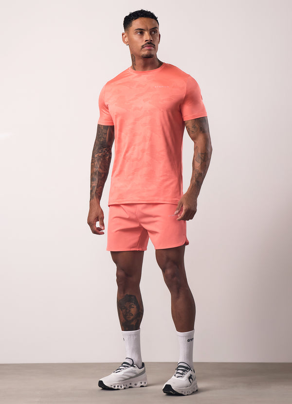 Gym King Relentless Camo Tee Coral Punch