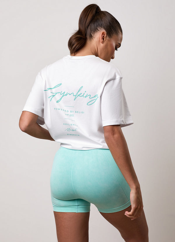 Gym King Reset Boyfriend Tee White/Deep Aqua