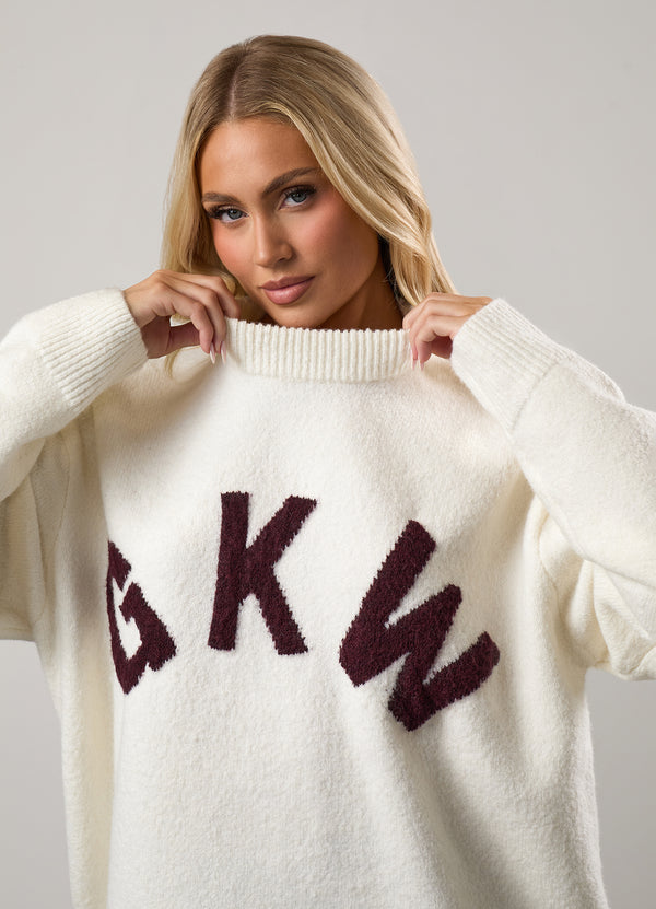 Gym King Restore Knit Crew Cream/Fig