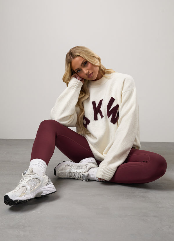 Gym King Restore Knit Crew Cream/Fig