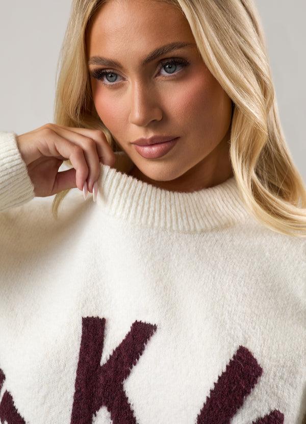 Gym King Restore Knit Crew Cream/Fig