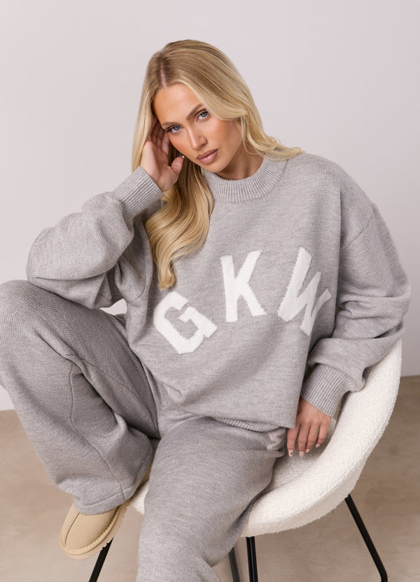 Gym King Restore Knit Crew Light Grey Marl