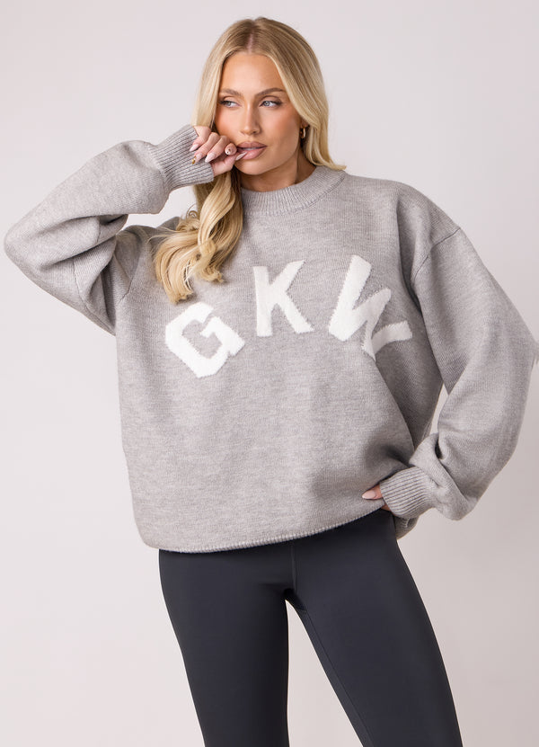 gym king Restore Knit Crew Light Grey Marl