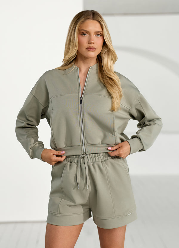 gym king Retreat Cropped Bomber Dusky Sage