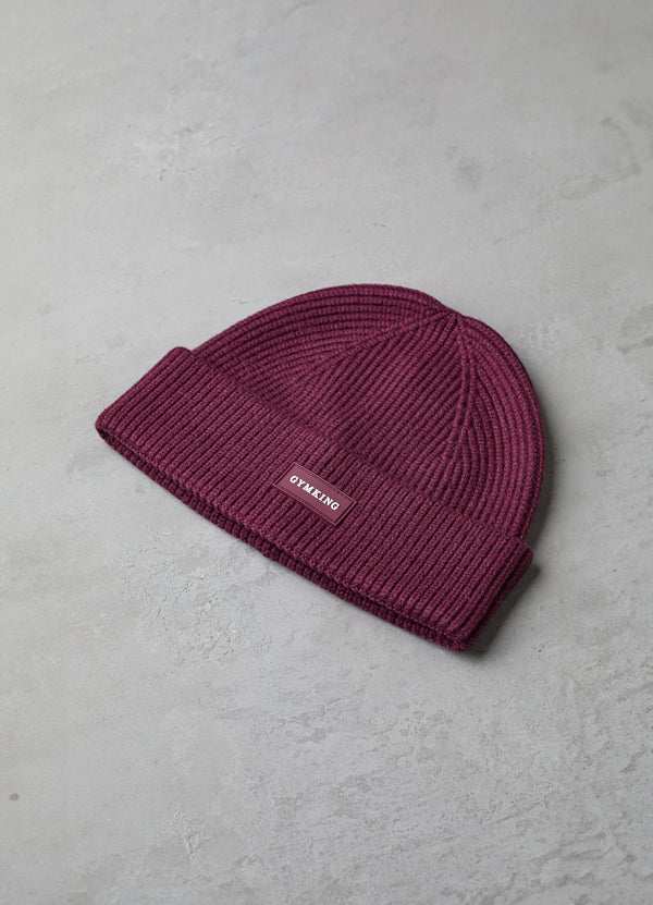 gym king Rib Knit Beanie Deep Plum