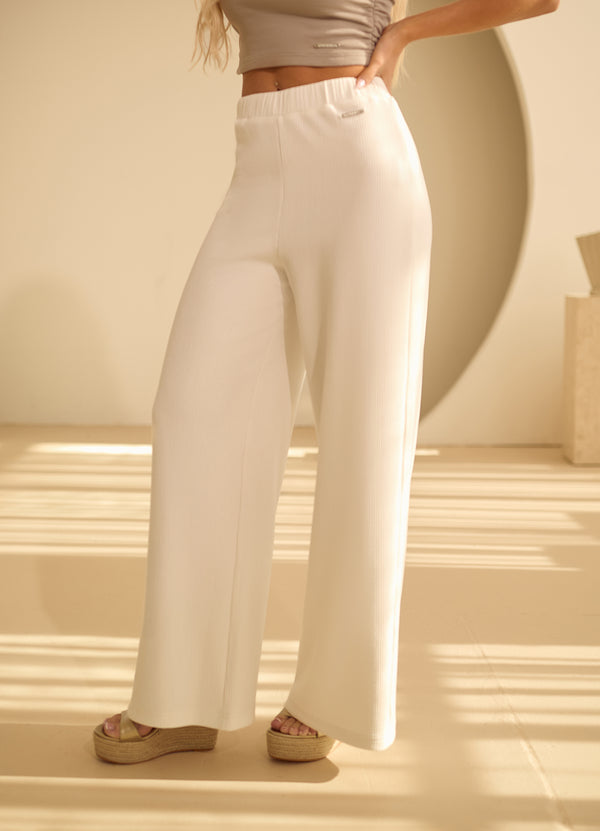 Gym King Rib Split Hem Trouser Petite Cream