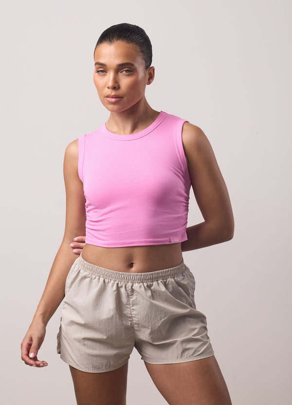 Gym King Ruched Jersey Tank Bubblegum Pink