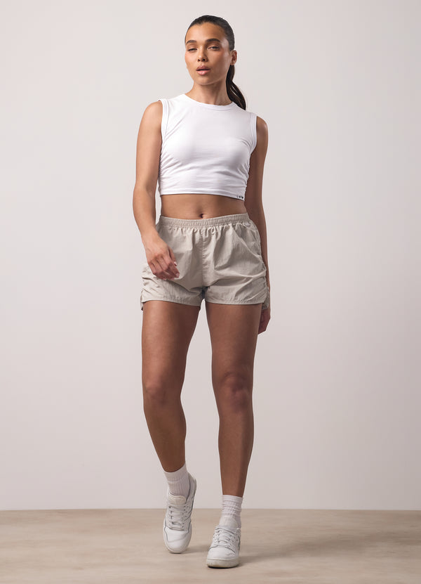 Gym King Ruched Jersey Tank White