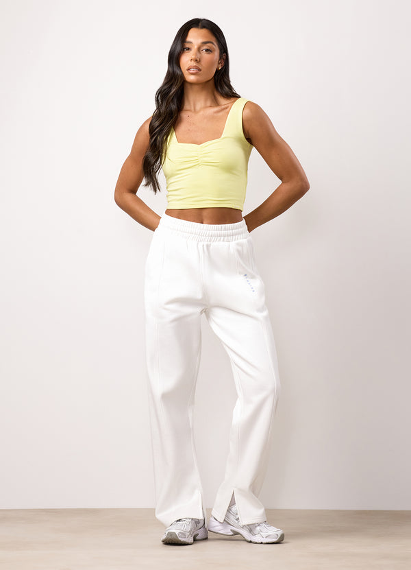 Gym King Ruched Jersey Vest Lemon Cream