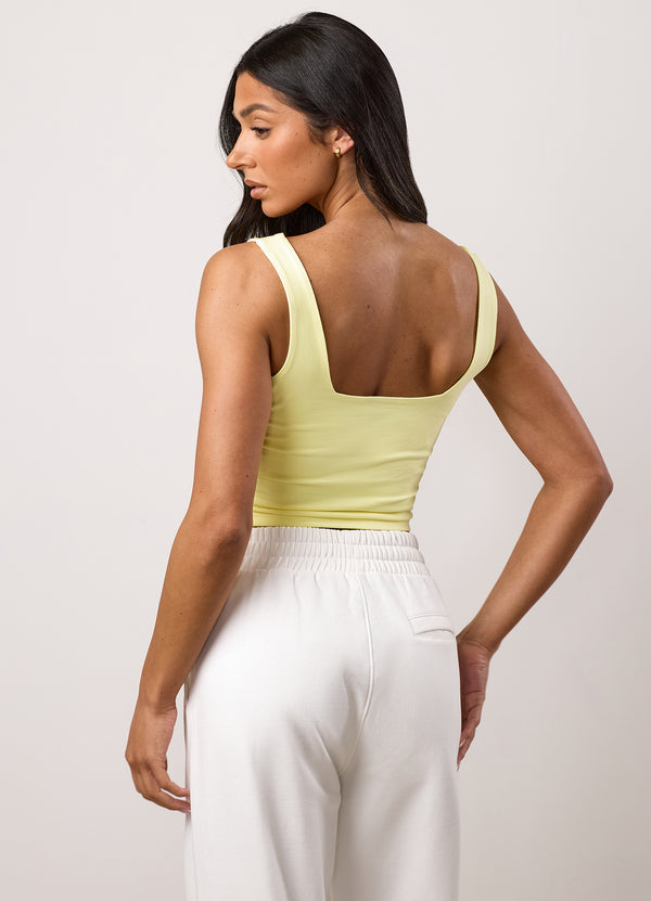 gym king Ruched Jersey Vest Lemon Cream