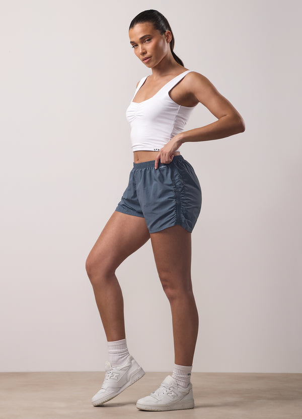 Gym King Ruched Jersey Vest White