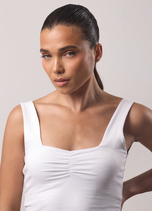 gym king Ruched Jersey Vest White