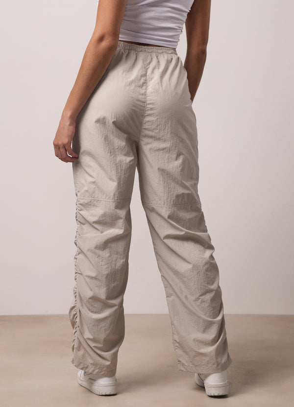 Gym King Ruched Woven Cargo Trouser Light Stone