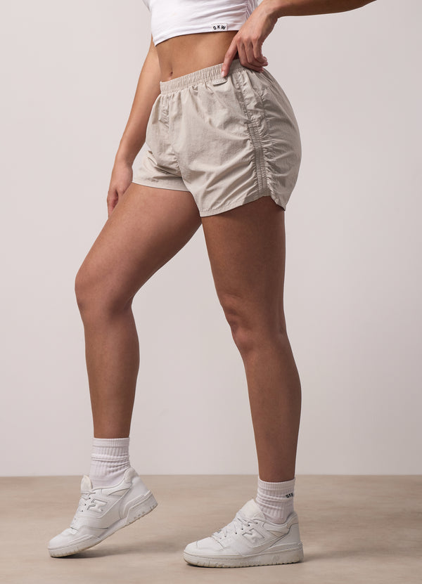 Gym King Ruched Woven Short Light Stone