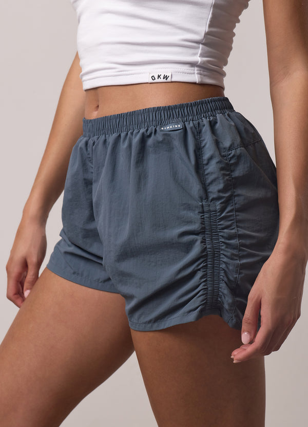 Gym King Ruched Woven Short Storm Blue