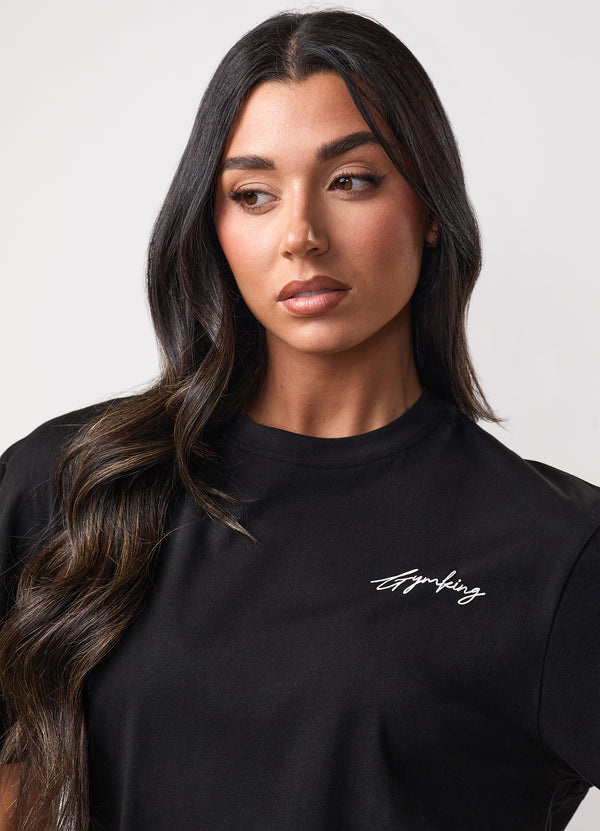 Gym King Script Mindset Jersey BF Tee Black