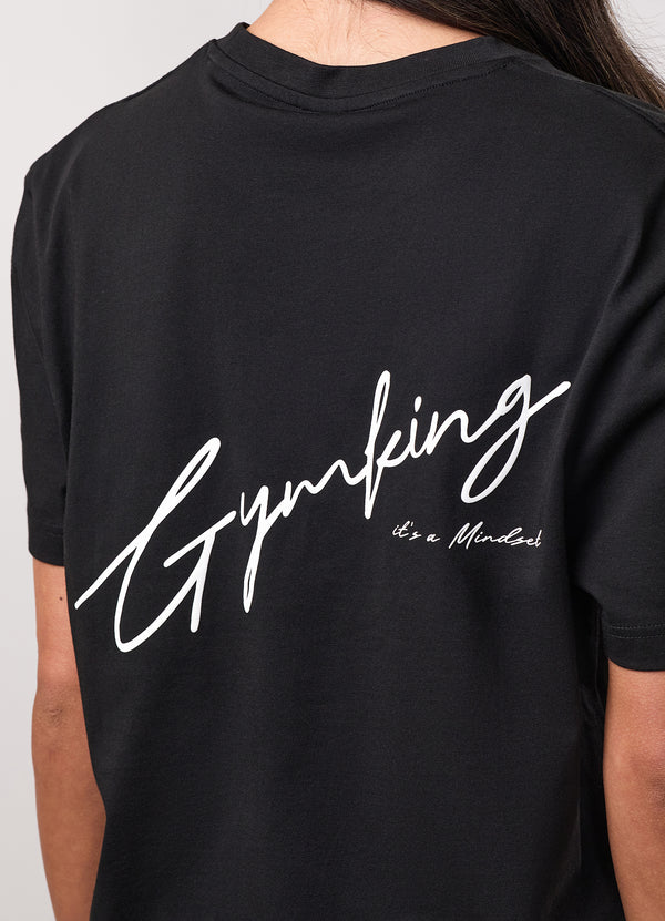 Gym King Script Mindset Jersey BF Tee Black