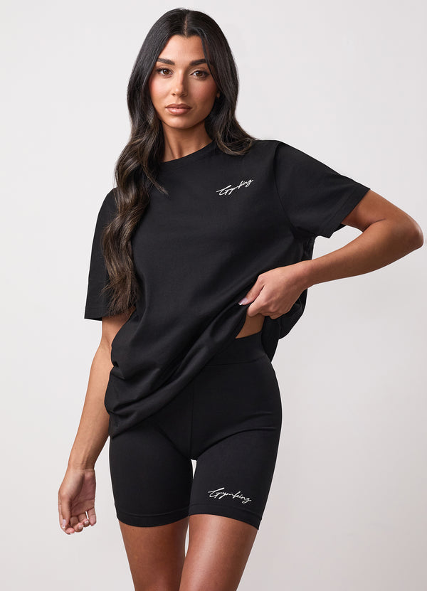 gym king Script Mindset Jersey BF Tee Black
