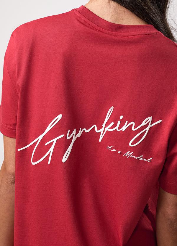 Gym King Script Mindset Jersey BF Tee Burnt Cherry