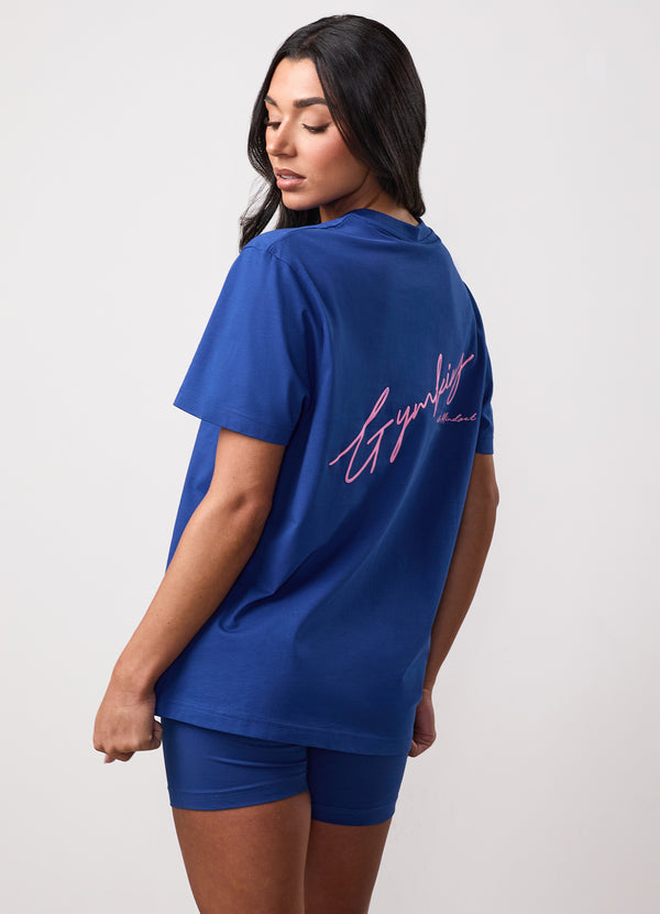 Gym King Script Mindset Jersey BF Tee Cobalt