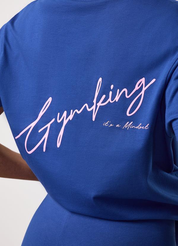 Gym King Script Mindset Jersey BF Tee Cobalt