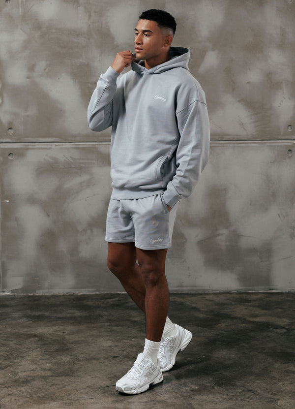 gym king Script Relaxed Fit Hood Urban Grey