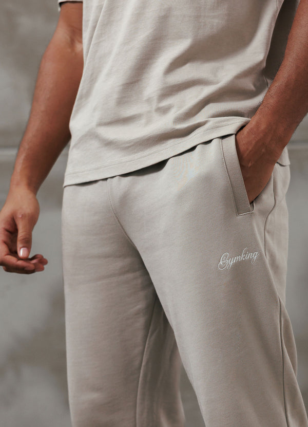 gym king Script Relaxed Fit Jogger Light Sand