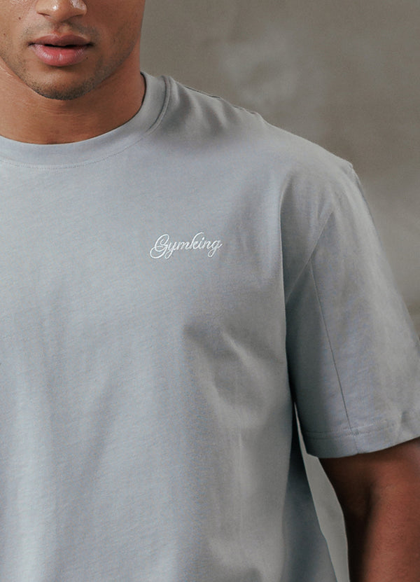 Gym King Script Relaxed Fit Tee Urban Grey