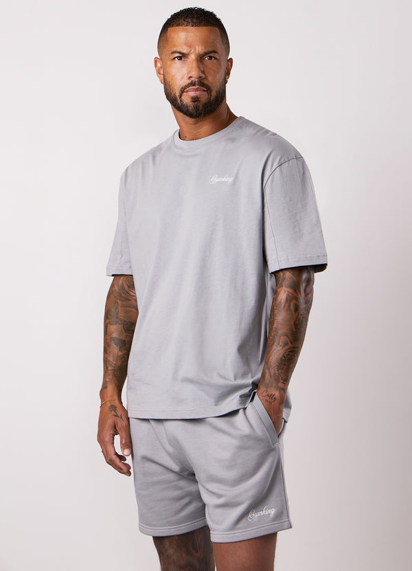 Gym King Script Relaxed Fit Tee Urban Grey