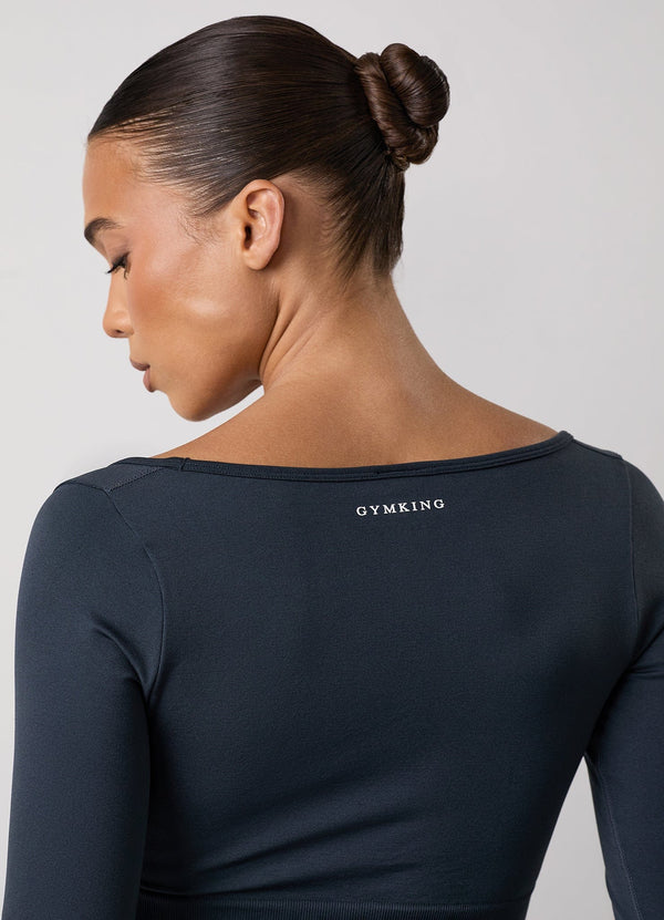 gym king Sculpt Long Sleeve Tee Midnight Blue