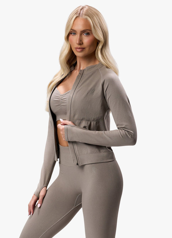 Gym King Sculpt Seamless Full Zip Truffle
