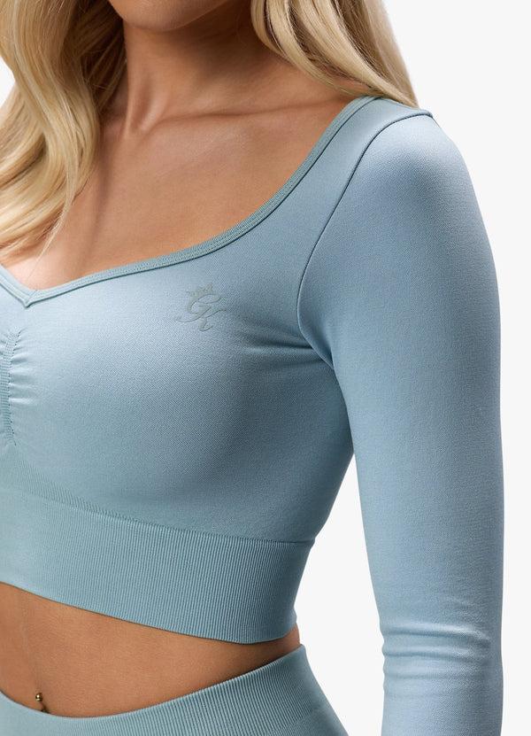 Gym King Sculpt Seamless LS Top Stone Blue
