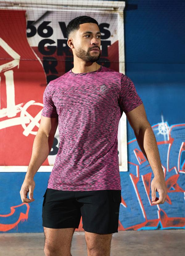 gym king Seamless Space Dye Tee Black/Pink