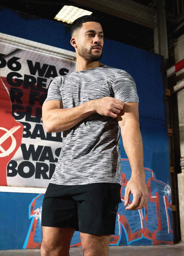 Gym King Seamless Space Dye Tee Light Grey/Black