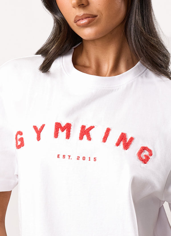 Gym King Shadow Boyfriend Tee White/Watermelon