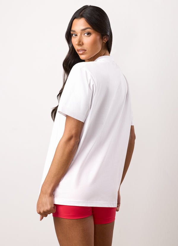 Gym King Shadow Boyfriend Tee White/Watermelon