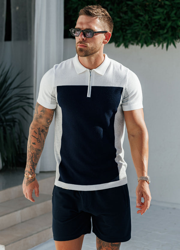 Gym King Signature Colour Block Polo Navy