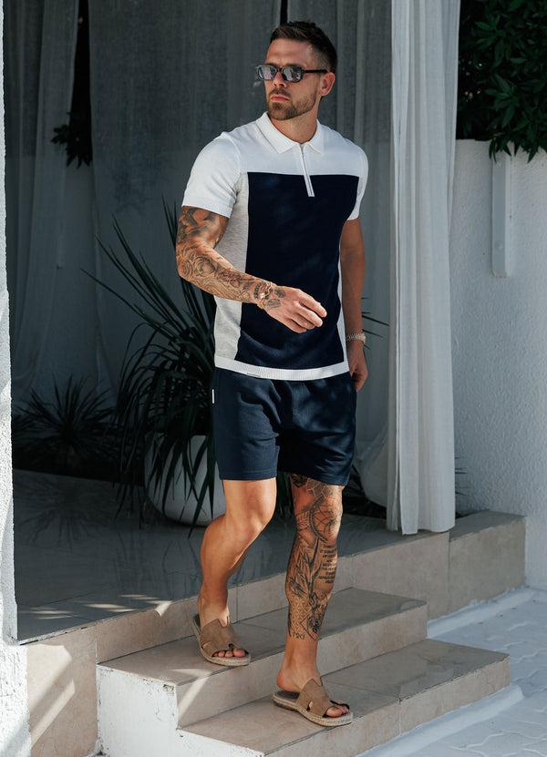 Gym King Signature Colour Block Polo Navy