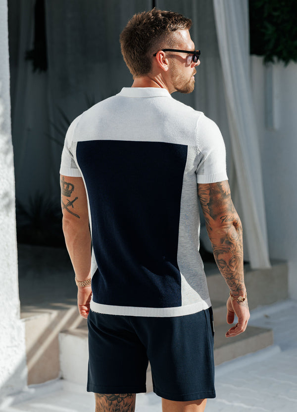 gym king Signature Colour Block Polo Navy