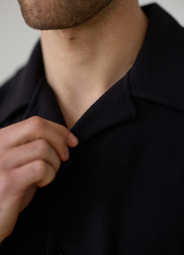 Gym King Signature Waffle Shirt Black