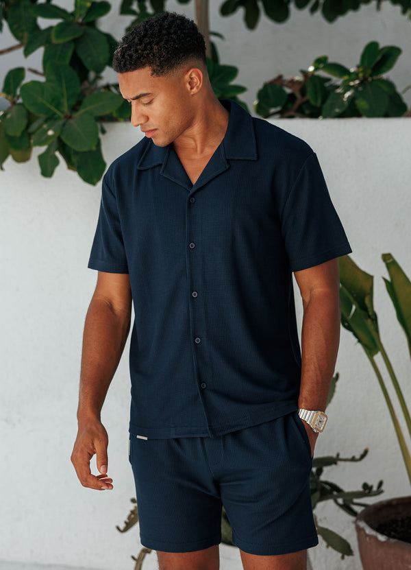 Gym King Signature Waffle Shirt Navy