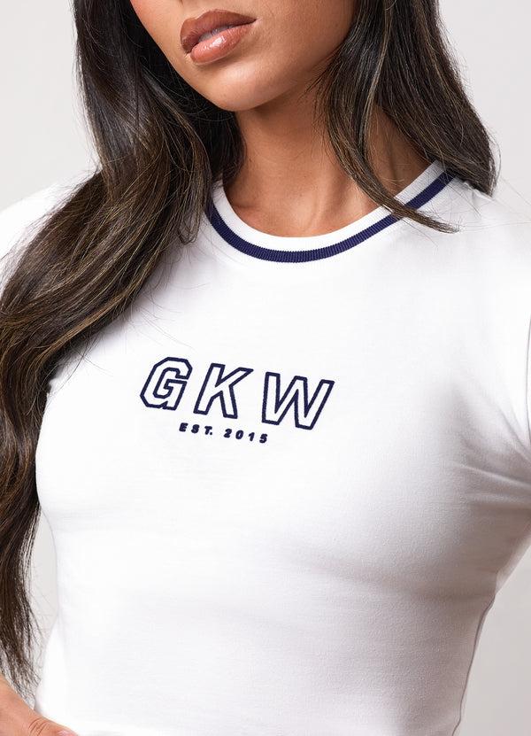Gym King Team GKW Crop Tee With Tipping White
