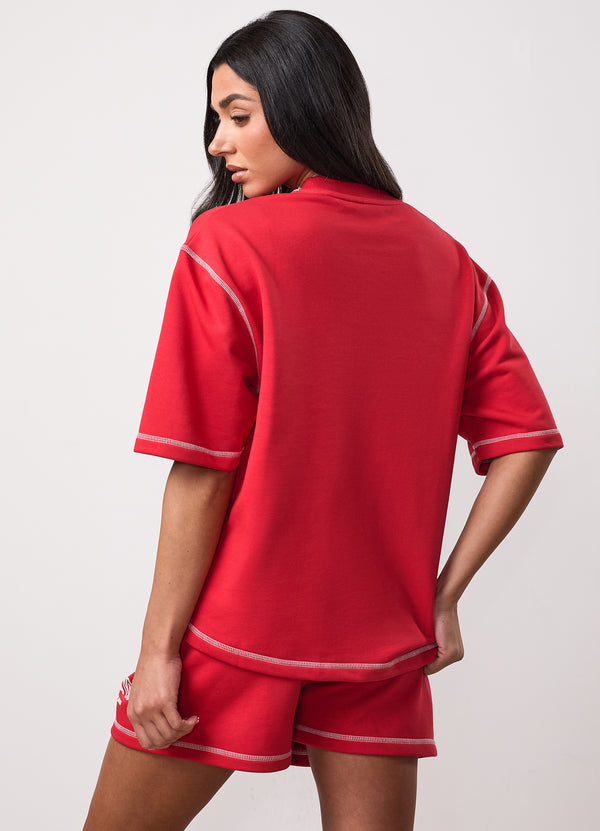 gym king Team GKW Rib Collar Tee Salsa